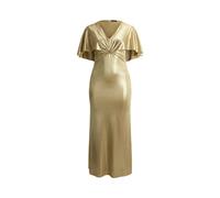 Gold Vestido de punto metalizado con capa 44