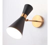 Gold Wall Sconce Lighting Adjustable Angle Bedside Wall Mount Lamp Creative Trumpet Shape Home Decor Wall Light Fixture, E27 Up Down Industrial Vintage Wall Sconces For Bedroom Ba