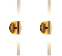 Gold Wall Sconce - Modern Wall Lighting Acrylic Shade Hardwired Two Lights up and down Dimmable Led Wall Mounted Lights Indoor Wall Lamp Bathroom Vanity Light Fixture for Bedroom Living Room (S/2Packs