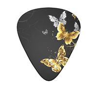Gold White Butterflies Black Advanced púa de guitarra 12 piezas Tres grosores para bajo, guitarra eléctrica, funda para guitarra acústica