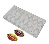Goldbaking Molde de policarbonato con forma de cacao para chocolate, bandeja de caramelos de plástico duro