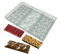 Goldbaking Moldes de barra de chocolate con forma de 3 tipos de moldes de chocolate para hacer barras de energía