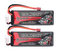 GOLDBAT 2S RC Battery 50C 5200mah 7.4v Lipo RC Battery Estuche rígido con Enchufe T para Coches RC Vehículos a Escala 1/8 y 1/10 Coche, Camiones, Barcos RC Evader Bx RC Truggy (2 Paquetes)