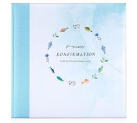 goldbuch 03 037 - Álbum de fotos (25 x 25 cm, 44 páginas blancas, hojas separadoras de pergamino, 4 páginas ilustradas, 6 páginas de diseño para pegar), color azul claro