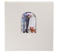 goldbuch 08 045 Álbum de fotos de boda con recorte de ventana, álbum de recuerdos con 60 páginas blancas y hojas separadoras de pergamino, cubierta de lino, aprox. 31 x 30 x 4 cm