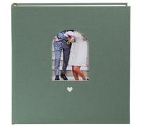 goldbuch 08 047 Álbum de fotos de boda con diseño de alcachofa, álbum de fotos con recorte de ventana, álbum de recuerdos con 60 páginas blancas y hojas separadoras de pergamino, cubierta de lino