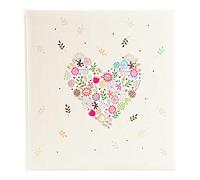 goldbuch 08 182 - Álbum de fotos de boda con 60 páginas blancas y pergamino, álbum de recuerdos con relieve dorado, álbum con flores y corazón, aprox. 30 x 31 x 4 cm