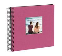 goldbuch 12708 Bella Vista - Álbum de Fotos con Espiral, 20 x 20 cm, 40 páginas Negras, álbum de Recuerdos de Lino, Color Fucsia