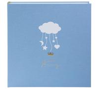 goldbuch 15 011 Álbum de fotos para bebé, diseño de nube, color azul, 58 hojas blancas con separadores de pergamino y 4 páginas ilustradas, cubierta de lino, aprox. 31 x 30 x 4 cm