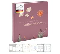 goldbuch 15 511 Álbum de fotos para bebé lleno de maravillas con diseño de flores, estructura de lino, álbum de fotos con 58 páginas en blanco, pergamino y 4 páginas ilustradas, álbum de bebé, papel,