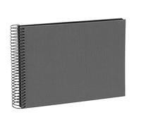 goldbuch 20925 Bella Vista Álbum de Fotos en Espiral 24 x 17 cm, álbum de Fotos con 40 páginas Negras, álbum de Recuerdos de Lino, Libro de Fotos para Fotos y Fotos para Pegar, Gris