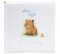 goldbuch 24 040 - Álbum de fotos con diseño de capibara, 60 páginas blancas con separadores de pergamino, cubierta de impresión artística con relieve dorado, aprox. 25 x 25 x 4 cm, color blanco
