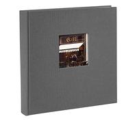 goldbuch 24825 Bella Vista - Álbum de fotos (25 x 25 cm, 60 páginas blancas con separadores de pergamino, libro de fotos de lino, color gris