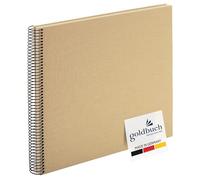 goldbuch 25 606 Álbum de fotos, álbum de recuerdos con 40 páginas blancas, álbum de espiral, espacio para 200 fotos en formato de 10 x 15 cm, álbum de recortes, álbum de fotos, lino, beige, 35 x 30 x