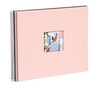 goldbuch Espiral Bella Vista, Recuerdos de Lino con Estampado de Portada, 40, álbum de Fotos para Pegar, Papel, Rosado (páginas Negras), 35x30 cm
