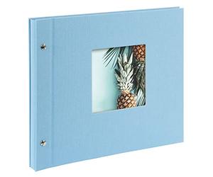goldbuch 26 729 Bella Vista - Álbum de fotos (30 x 25 x 2 cm, 40 páginas negras, cubierta de lino, álbum de fotos con recorte de ventana, color azul cielo)