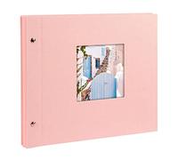 goldbuch 26822 Bella Vista - Álbum de Fotos de 30 x 25 cm, 40 páginas Blancas con Hojas separadoras de pergamino, álbum Ampliable, Libro de Fotos de Lino, Color Rosa