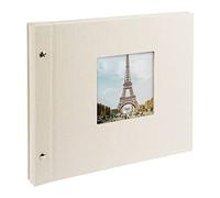 goldbuch 26823 Bella Vista - Álbum de fotos de 30 x 25 cm, con 40 páginas blancas con hojas separadoras de pergamino, álbum ampliable, libro de fotos de lino, color gris arena, 30 x 25 cm