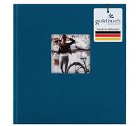 goldbuch 27 930 Bella Vista - Álbum de fotos con recorte de imagen de color petróleo, álbum de recuerdos en formato 30 x 31 cm, 60 páginas negras con hojas separadoras de pergamino, libro de fotos con