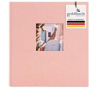 goldbuch 27722 - Álbum de fotos con recorte de imagen Bella Vista, álbum de recuerdos de 30 x 31 cm, 60 páginas blancas con separadores de pergamino, libro de fotos de lino, color rosa