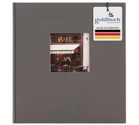 goldbuch 27725 - Álbum de Fotos con Recorte Bella Vista, 30 x 31 cm, 60 páginas Blancas con Hojas de pergamino, Libro de Fotos de Lino, Color Gris