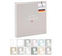 goldbuch 31 033 Álbum de fotos de tamaño pequeño con 100 páginas blancas con separadores de pergamino, álbum con cubierta de lino, hasta 600 imágenes, papel de alta calidad, color gris arena, 30 x 31