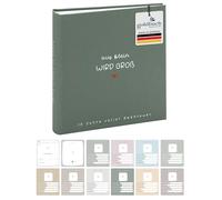 goldbuch 31043 Álbum de fotos de tamaño pequeño con 100 páginas blancas con separadores de pergamino, álbum de fotos con cubierta de lino, hasta 600 imágenes, papel de alta calidad, verde, 30 x 31 x 6