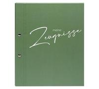 goldbuch 36 011 - Carpeta para documentos (DIN A4, cierre de rosca y 12 fundas transparentes, tapa de estructura de lino, aprox. 24 x 31 x 1,5 cm), color verde