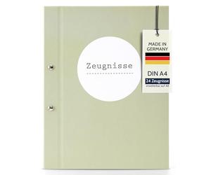 goldbuch 36112 - Carpeta para certificados, DIN A4, con cierre de rosca y 12 bolsillos transparentes, estructura de lino con 12 fundas, aprox. 24 x 31 x 1,5 cm