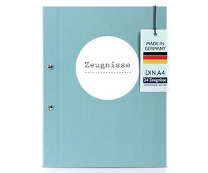 goldbuch 36113 - Carpeta para certificados, DIN A4, con cierre de rosca y 12 bolsillos, estructura de lino con 12 fundas, aprox. 24 x 31.5 x 2 cm