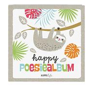 goldbuch 41580 Happylife - Álbum de poesía con diseño de Perezoso, 96 páginas Blancas, Foto y álbum de Recuerdos, 16,5 x 16,5 cm, Color Gris y Blanco