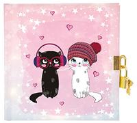 goldbuch 44 299 Diary Music for Cats - Cuaderno con cerradura y 2 llaves, cuaderno de 16,5 x 16,5 x 1,5 cm, 96 páginas blancas, portada artística, libro para notas, color rosa