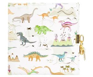 goldbuch 44 839 - Diario infantil con diseño de dinosaurio, 96 páginas blancas, cuaderno con cerradura y 2 llaves, cubierta de impresión artística, aprox. 16,5 x 16,5 x 1,5 cm