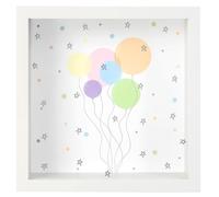 goldbuch 92 0084 Balloons - Hucha con Fondo Intercambiable, Marco de Madera MDF, Caja de Dinero para Monedas y Billetes, Hucha con Soporte de Pared, Aprox. 18 x 18 x 5 cm, Color Blanco