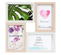 goldbuch 920778 Verona - Marco de Fotos para 4 Fotos, collages y Fotos, Marco de Madera, con Soporte de Pared para Colgar, 28,2 x 28,2 x 2 cm, Color Natural y Blanco