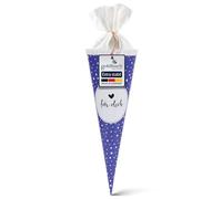 goldbuch 93 215 - Bolsa escolar para hermanos con diseño de lunares, cartón lacado, paquete de regalo con cierre de fieltro blanco (sin cinta de cierre), color azul