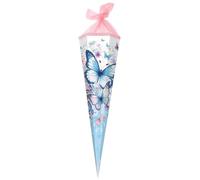 goldbuch 98 155 - Bolsa Escolar (85 cm, diseño de Mariposas, 85 x 24 x 20 cm), Color Azul y Blanco