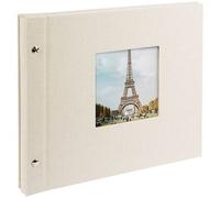 goldbuch 26823 Bella Vista - Álbum de fotos de 30 x 25 cm, con 40 páginas blancas con hojas separadoras de pergamino, álbum ampliable, libro de fotos de lino, color gris arena, 30 x 25 cm