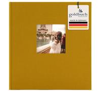 goldbuch Álbum de fotos Bella Vista 27 320 con recorte mostaza, álbum de recuerdos en formato 30 x 31 cm, 60 páginas blancas con separadores de pergamino, libro de fotos con cubierta de lino en