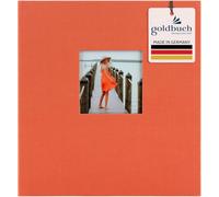 goldbuch Álbum de fotos Bella Vista 27980, de lino, 30 x 31 x 4 cm | Álbum con cubierta de lino naranja, recorte de imagen, 60 páginas negras y pergamino, hasta 300 fotos, fabricado en Alemania