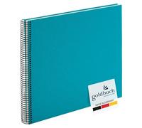 goldbuch Álbum de Fotos en Espiral Bella Vista 25363, álbum de Fotos de 35 x 30 cm, 40 páginas Blancas, álbum de Recuerdos de Lino, álbum de Fotos para Pegar Fotos y Fotos, Color Turquesa