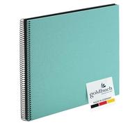 goldbuch Bella Vista, Recuerdos de Lona con Espiral de 40, álbum de Fotos para Pegar, Lino Papel, Aqua (páginas Negras), ca. 35 x 30 x 2,8 cm