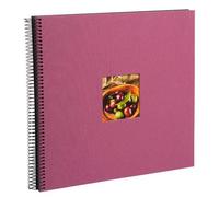 goldbuch Spiralalbum Espiral Bella Vista, Recuerdos de Lino con Estampado de Portada, 40, álbum de Fotos para Pegar, Papel, Fucsia (páginas Negras), 35x30 cm