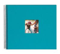 goldbuch Espiral Bella Vista, Recuerdos de Lino con Estampado de Portada, 40, álbum de Fotos para Pegar, Papel, Turquesa (páginas Negras), 35x30 cm