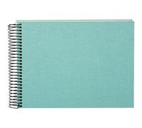 goldbuch Álbum de fotos en espiral Bella Vista, álbum de recuerdos de lino con espiral, álbum de fotos de 40 unidades, álbum de fotos para pegar, álbum de fotos, Aqua (páginas blancas), 24 x 17 x 2,8