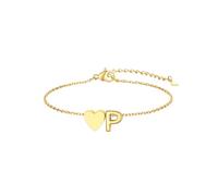 GoldChic Bracelet Femme Acier Inoxydable chapado en oro con diseño de corazón y letra P, totalmente impermeable. Este Gourmette Bracelet Femme tiene cadena ajustable de 16cm + 5cm, estilo elegante