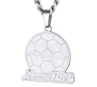 GoldChic Colgante Balon Futbol Joya UEFA FIFA, Cadena con Nombre y Numero de Futbolista