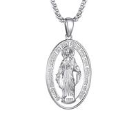 GoldChic Collar con Medalla Milagrosa Colgante Collar de Virgen chapado en Platino