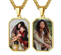 GoldChic Guarda Dos Fotos Recuerdo en Colgante Chapa Octogona con Collar Acero Hombre Foto Regalo Mama, Dorado