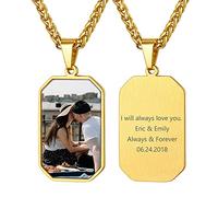 GoldChic Guarda Foto Recuerdo en Colgante Chapa Octogona con Collar Acero Hombre Foto Regalo Mama, Dorado